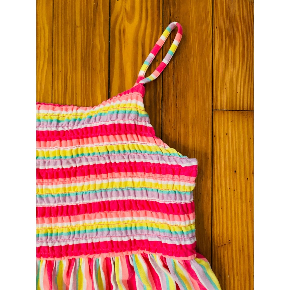Cat & Jack Girls XL 14/16 Rainbow Striped Smocked Tiered Maxi Dress Pink Multi - Picture 3 of 8
